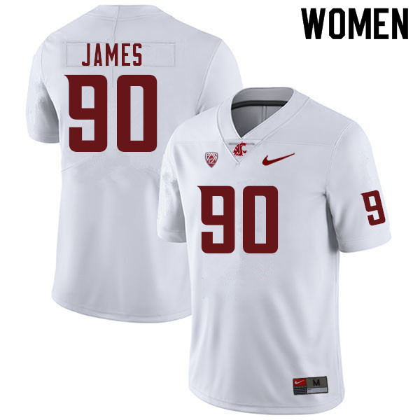 Women #90 Nathaniel James Washington Cougars College Football Jerseys Sale-White - Click Image to Close